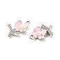 Alloy Rhinestone Enamel Pendants, with ABS Plastic Imitation Pearl Beads, Flower Charms, Platinum
