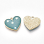 Alloy Pendants, with Enamel, Heart with Star, Light Gold