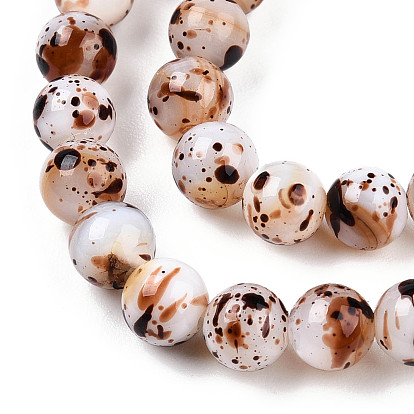 Drawbench Style Dyed Natural Freshwater Shell Beads Strands, AB Color Plated, Dyed, Round