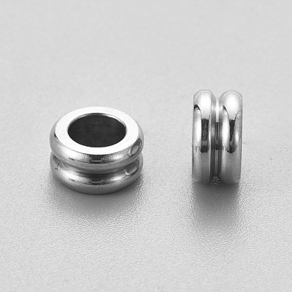 201 Stainless Steel Beads, Large Hole Beads, Grooved Column