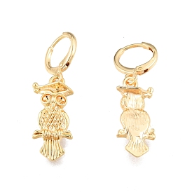 Conclusions de boucles d'oreilles à levier en laiton avec hibou, supports strass, sans cadmium et sans nickel et sans plomb