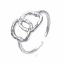 304 anneau de manchette ouvert ovale entrelacé en acier inoxydable, anneau épais creux pour les femmes