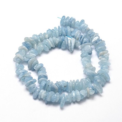 Natural Aquamarine Chip Beads Strands, 5~14x4~10mm, Hole: 1mm, about 15.5 inch ~16.1 inch