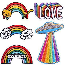 Rainbow Theme Computerized Embroidery Cloth Iron on/Sew on Patches, Costume Accessories, Appliques