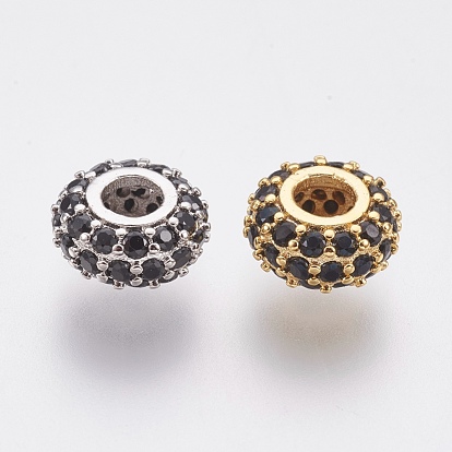 Micro en laiton pavent des perles cubes de zircone, sans plomb et sans cadmium, rondelle