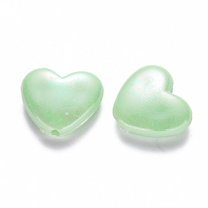 Perles acryliques opaques, de couleur plaquée ab , cœur
