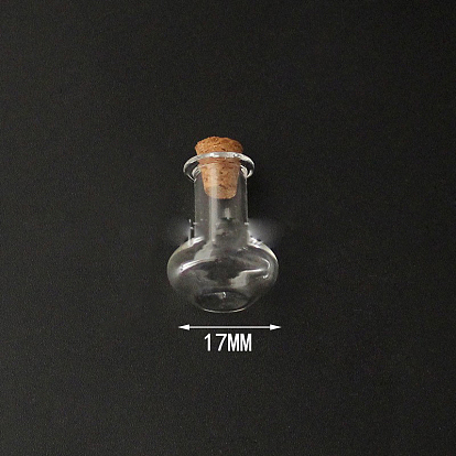 Mini contenedores de cuentas de botella de vidrio de borosilicato alto, deseando botella, con tapón de corcho, florero