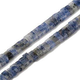 Perles de jaspe tache bleue naturelle, 2-trou, rectangle