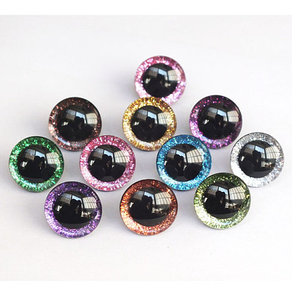 Plastic Safety Craft Eye, with Spacer, PU Sequins Ring, for DIY Doll Toys Puppet Plush Animal Making