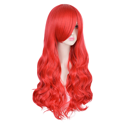 32 дюйм (80 см) длинные красные волнистые вьющиеся парики для косплея, синтетические парики морской горничной лолиты, для макияжа костюм, с треском
