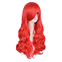 32 inch (80cm) Long Red Wavy Curly Cosplay Wigs, Synthetic Lolita Sea-Maid Wigs, for Makeup Costume, with Bang