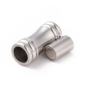 304 Stainless Steel Magnetic Clasps with Glue-in Ends, Column, 18x8mm, Hole: 5mm