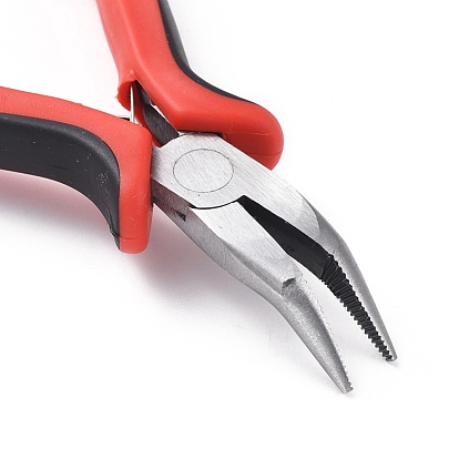 Carbon Steel Jewelry Pliers, Bent Nose Pliers, Serrated Jaw, Polishing, 135mm