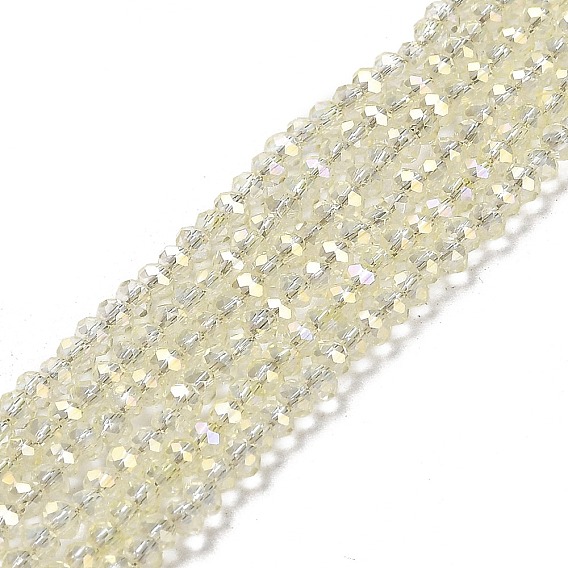 Perles en verre electroplate, plein arc-en-plaqué, facette, rondelle