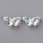 Transparent Glass Beads, with Glitter Powder, AB Color Plated, Butterfly