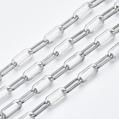 304 cadenas de clips de acero inoxidable, cadenas portacables alargadas estiradas, con carrete, sin soldar, Plano Oval