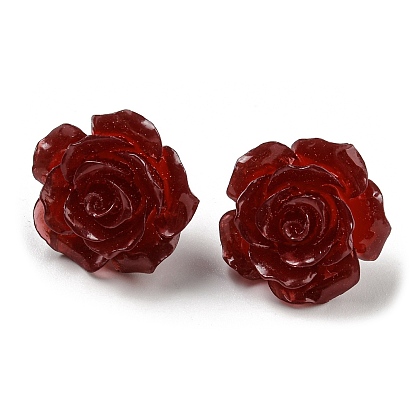 Resin Rose Flower Stud Earrings with 316 Stainless Steel Pins