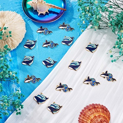 20Pcs Whale Enamel Charm Pendant Blue Whales Fish Charm Sea Animal Pendant for Jewelry Necklace Bracelet Earring Making Crafts