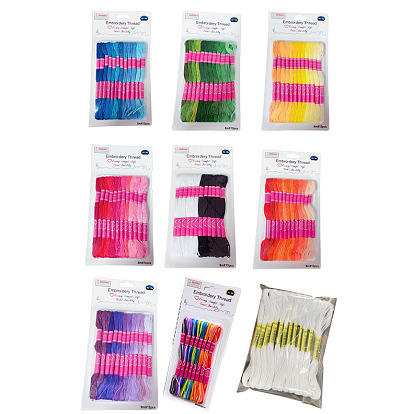 12 Skeins 6-Ply Polyester Embroidery Floss, Cross Stitch Threads, Gradient Color