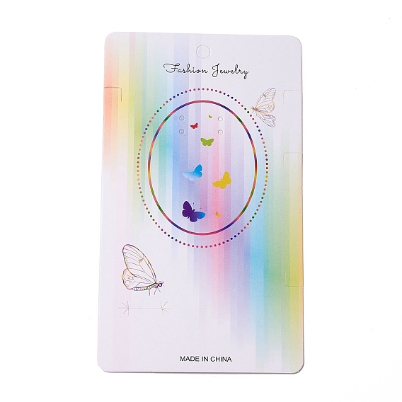 Cartes d'affichage de bijoux en papier pour collier, boucle, rectangle avec motif ovale et papillon