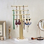 4-Tier Iron T-Bar Jewelry Display Risers, Jewelry Organizer Holder with White Wooden Base, for Bracelets Necklaces Storage