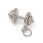 304 Stainless Steel Pendants, Sports Charms, with Jump Ring, Dumbbell