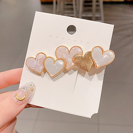 Heart Resin Alligator Hair Clips, with Alloy Findings, Hair Accessories for Girl