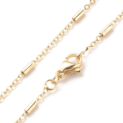 Brass Cable Chains with Column Beaded Necklace for Women, Cadmium Free & Lead Free