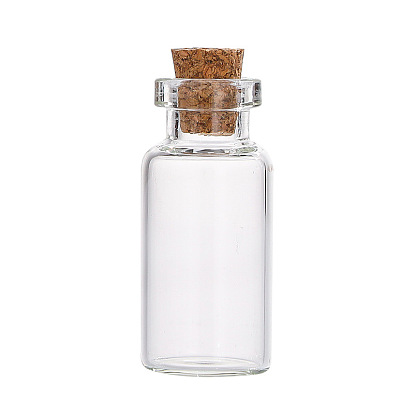 Mini contenants de perles de bouteille en verre à haute teneur en borosilicate, souhaitant bouteille, avec bouchon en liège, colonne