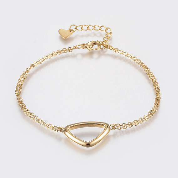 304 Stainless Steel Cable Chain Bracelets, with Lobster Claw Clasps and Triangle Links