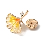 Pasador de esmalte de hoja de arce/gingko, Insignia de diamantes de imitación de aleación chapada en oro claro para ropa de mochila