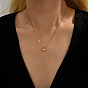 Véritables colliers à pendentif en acier inoxydable plaqué or k, collier de pierre de naissance en zircone cubique pour femme, plat rond