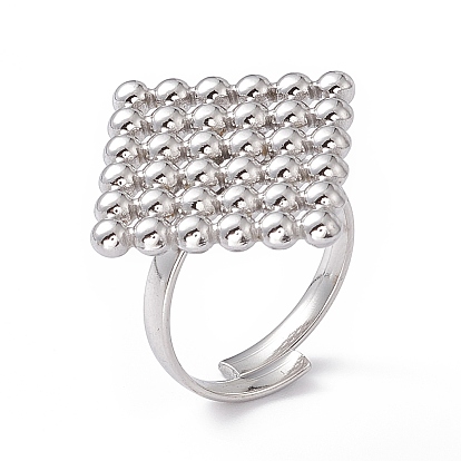 304 Stainless Steel Rhombus Adjustable Ring for Women