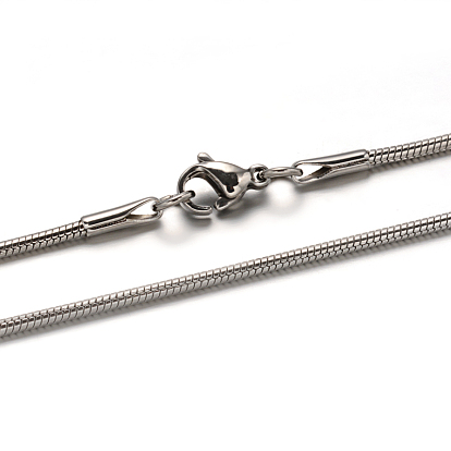 304 collares de cadena de serpiente de acero inoxidable, con cierre de langosta, 21.6 pulgada (55 cm), 1.5 mm