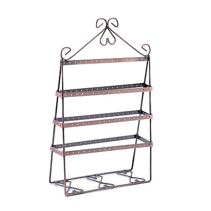 Iron 4-Tier Earring Display Stand, Double-sided Display Stand, for Hanging Earrings, Triangle