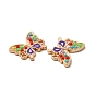 Alloy Enamel Connector Charms, with Colorful Synthetic Turquoise, Butterfly Links