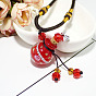 Lampwork Round Perfume Bottle Pendant Necklace with Glass Beads, Essential Oil Vial Jewelry for Women