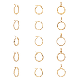 Unicraftale 304 Stainless Steel Jewelry Sets, Hoop Earrings and Pendants, Ring