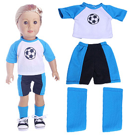 Tenues de sport de football de poupée en tissu, ensemble de vêtements décontractés, pour les accessoires d'habillage de poupée de fille de pouce