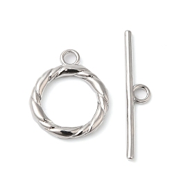 Brass Toggle Clasps, Twisted Round Ring