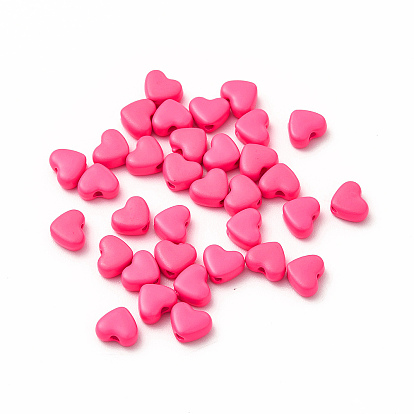 Heart Spray Painted Alloy Beads, Cadmium Free & Nickel Free & Lead Free