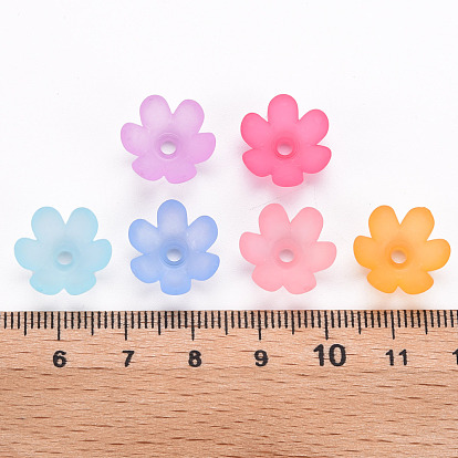 Frosted Acrylic Bead Caps, 6-Petal, Flower