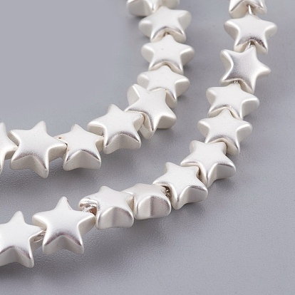 Electroplated Non-magnetic Synthetic Hematite Bead Strand, Star, Frosted