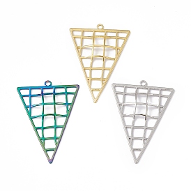 Ion Plating(IP) 304 Stainless Steel Big Pendants, Hollow, Triangle Charm