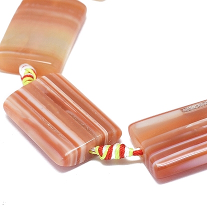 Natural Banded Agate/Striped Agate Beads Strands, Dyed & Heated, Rectangle