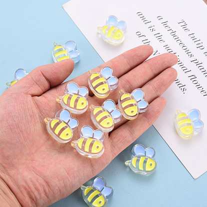 Abalorios de acrílico transparentes, con esmalte, abeja