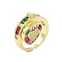 Красочное кольцо-манжета в форме сердца с кубическим цирконием, стеллаж для латунных украшений для женщин, без кадмия и без свинца