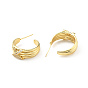 Cubic Zirconia Criss Cross Stud Earrings, Real 18K Gold Plated Brass Half Hoop Earrings for Women, Cadmium Free & Lead Free