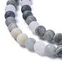 Natural Green Rutilated Quartz Beads Strands, Frosted, Round