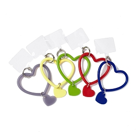 Silicone Heart Loop Phone Lanyard, Wrist Lanyard Strap with Plastic & Alloy Keychain Holder